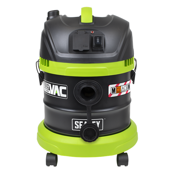 Sealey PC150BV BuilderVac®15L M Class Vacuum Cleaner Wet & Dry with Stainless Steel Drum 1400W/230V - FILTER SHAKE / AUTO START / ACCESSORIES Included