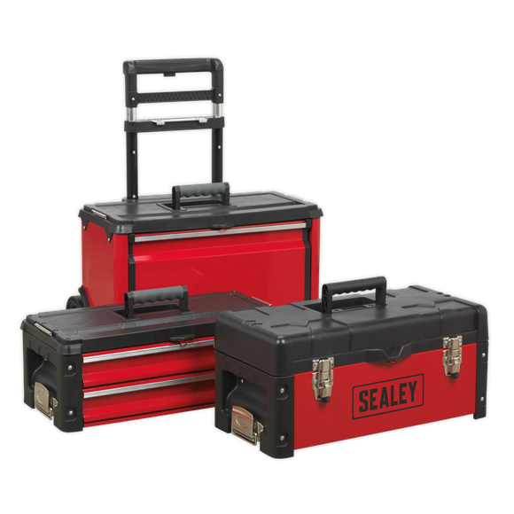 Sealey AP548 Mobile Steel / Composite Toolbox with 3 Compartments & heavy-duty wheels. Separates into three units