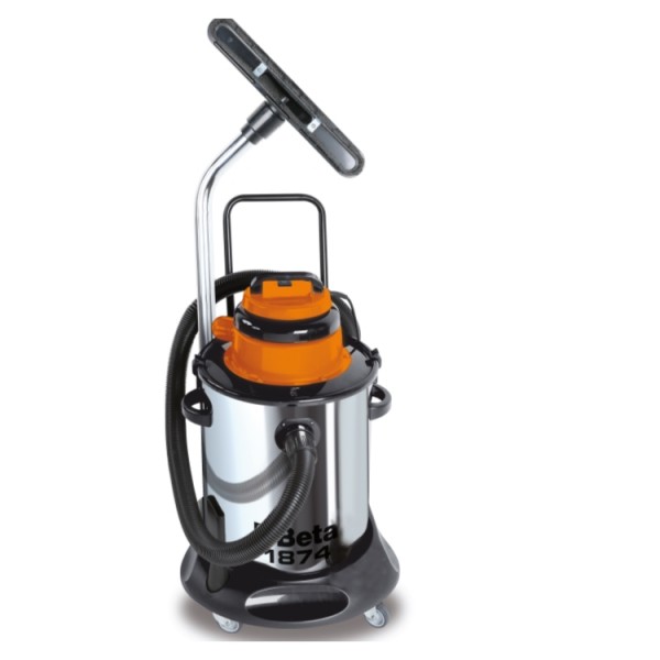 BETA Tools 1874 Solid and fluid vacuum cleaner, 50L, stainless steel drum, max. power: 1350 W, max. suction power: 240 mbar