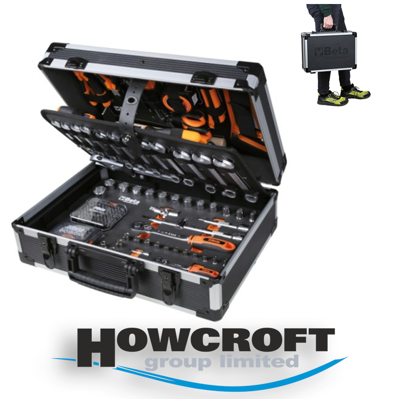 BETA Tools BW 2056E Tool case with assortment of 163 GENERAL MAINTENANCE TOOLS, Removable interior tool panel, Integrated soft foam tray