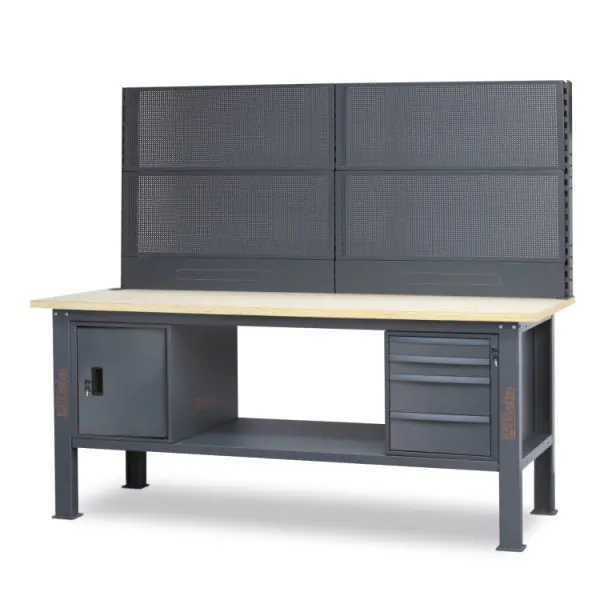 Beta Tools C58BC-W2,1 4CA/A+SVR Custom Workshop Work bench, 2.1 m long, with wood top, 4 drawers and door module