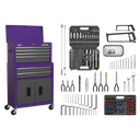 Sealey American Pro AP2200COMBOCP Topchest & Rollcab Tool Storage Combination 6 Drawer with 170pc Tool Kit - Purple / Grey