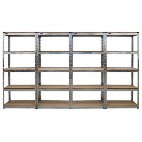Sealey AP6150GSCOMBO Industrial Workshop Racking / Shelving Unit 5 Shelf 150kg Capacity Per Level - Set of 4