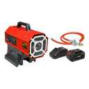 Sealey LP69CCOMBO Space Warmer® Portable Propane Heater 30,000-68,000Btu/hr (9-20kW) 230V with 20V 4Ah Kit - Workshop / Office / Garage - Heats area of up to 350m³. Cordless functionality, ideal for where mains power is not accessible.