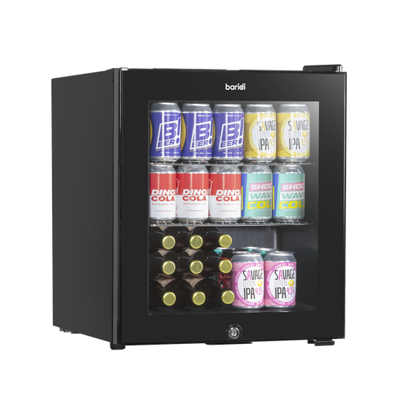Sealey Baridi DH12 Mini Tabletop Cans Bottles Beer & Drinks Fridge 50L Capacity - Black for Office / Workspace