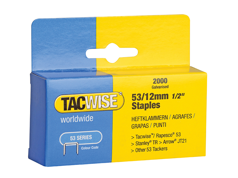 53 Light-Duty Staples 12mm (Type JT21  A) (Pack 2000)