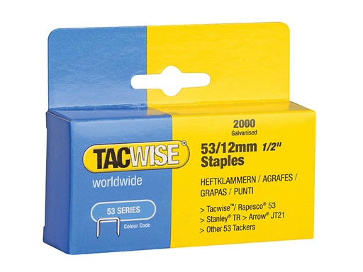 [TAC0337] 53 Light-Duty Staples 12mm (Type JT21  A) (Pack 2000)