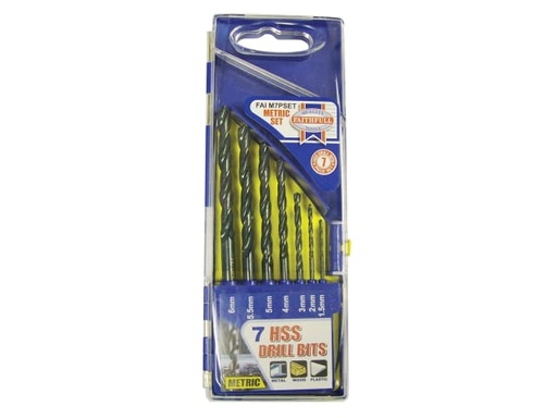 [FAIM7PSET] HSS Drill Bit Set, 7 Piece (1.5-6.0mm)